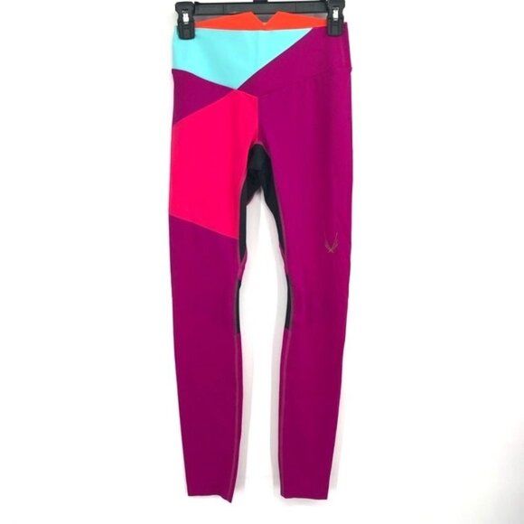 LUCAS HUGH Axis Leggings High Rise Boutique Activewear Bright Colorblock Unique - Picture 1 of 7